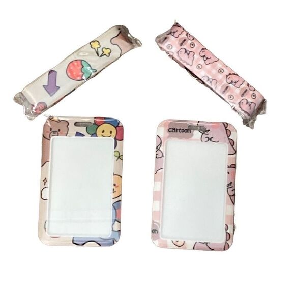 Hard Shell Badge ID Holder Matching Lanyard Cute Animals Set of 2 New in Pkgs - Picture 1 of 5